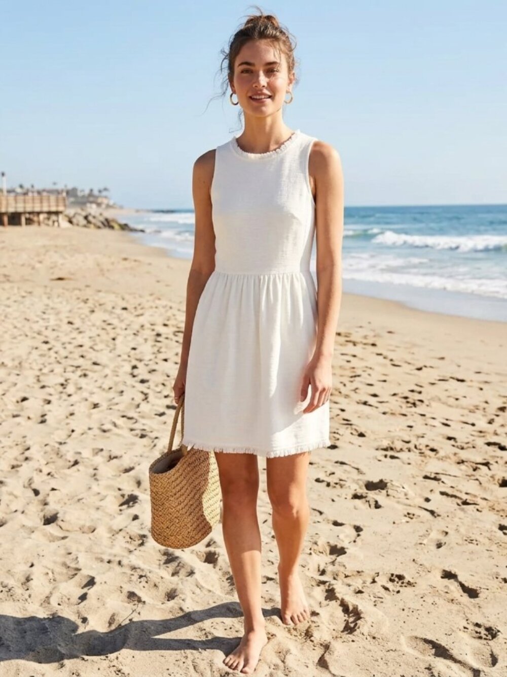 Madewell Fringed Afternoon Dress S Sleeveless Fringe White Summer Resort Spring